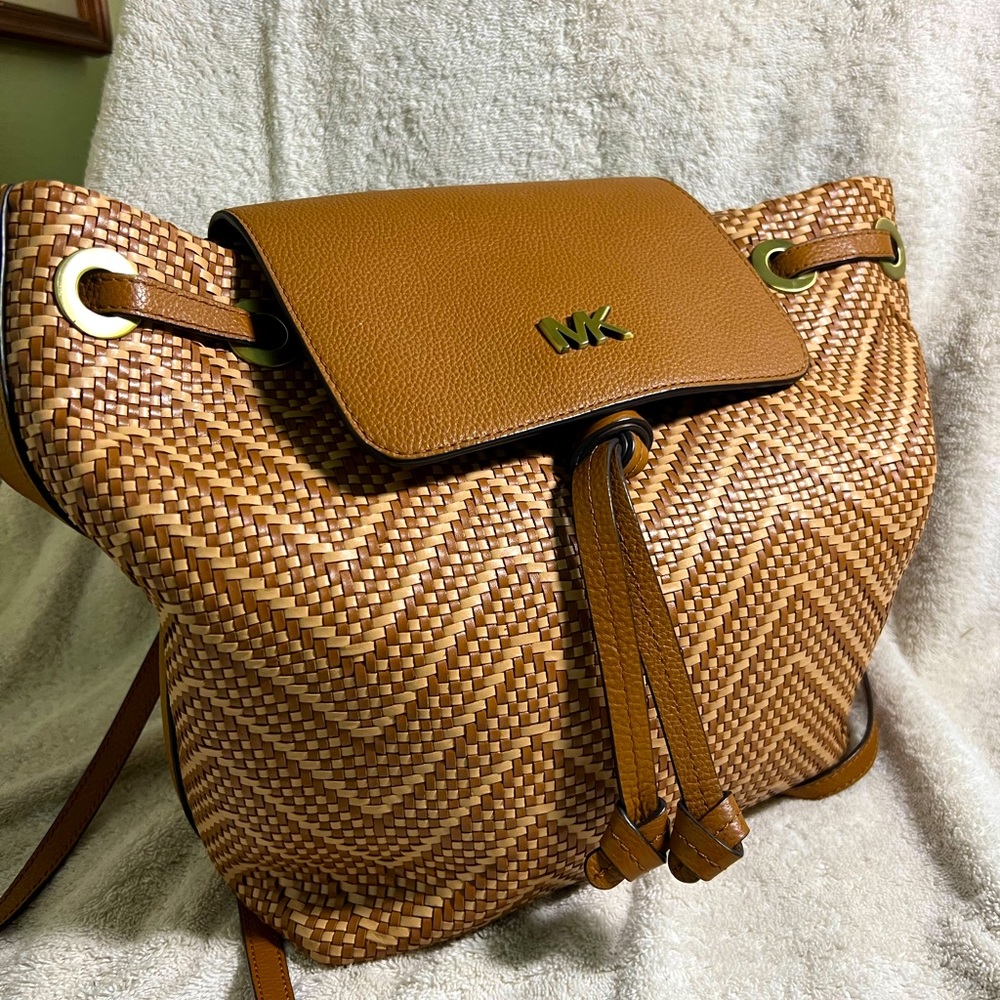 Michael Kors "Junie" Woven Leather Backpack